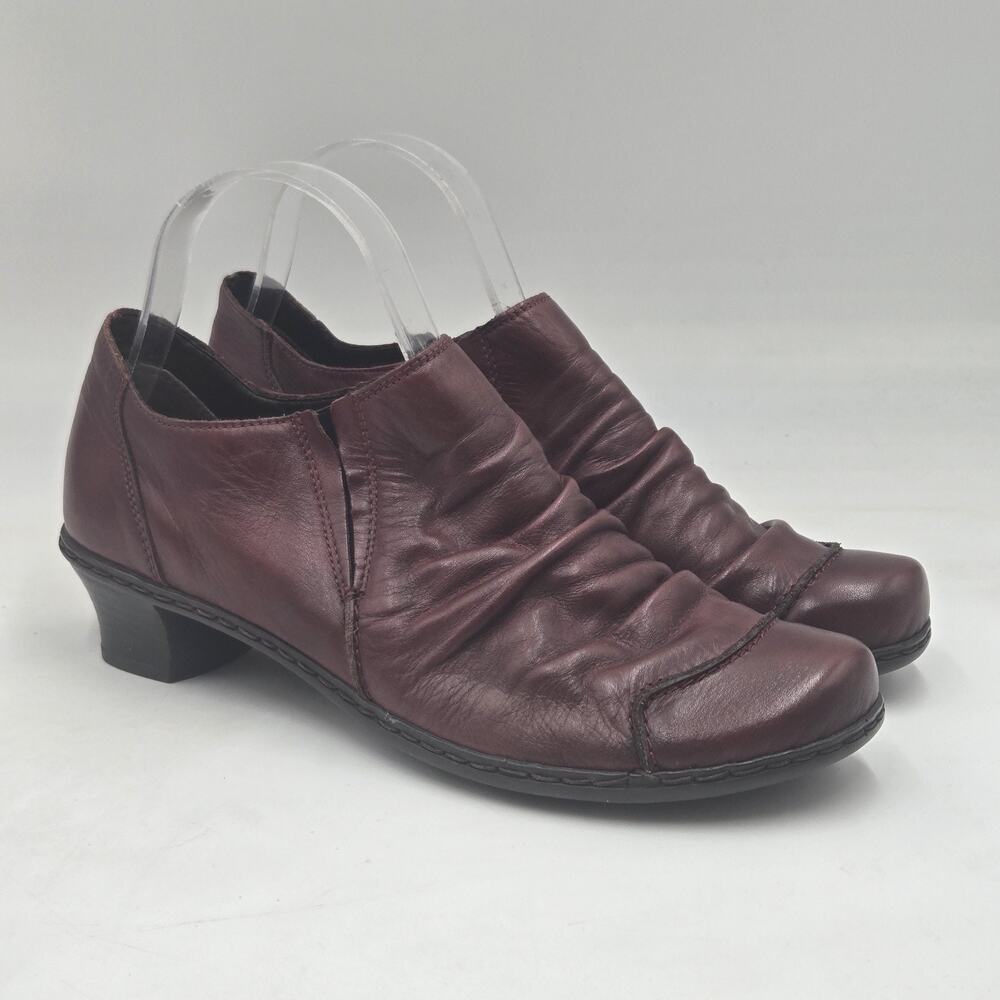 Rieker Louise 80 Slip On Boots Wine Brown Leather Womens 7.5 UK 5.5 EU 39